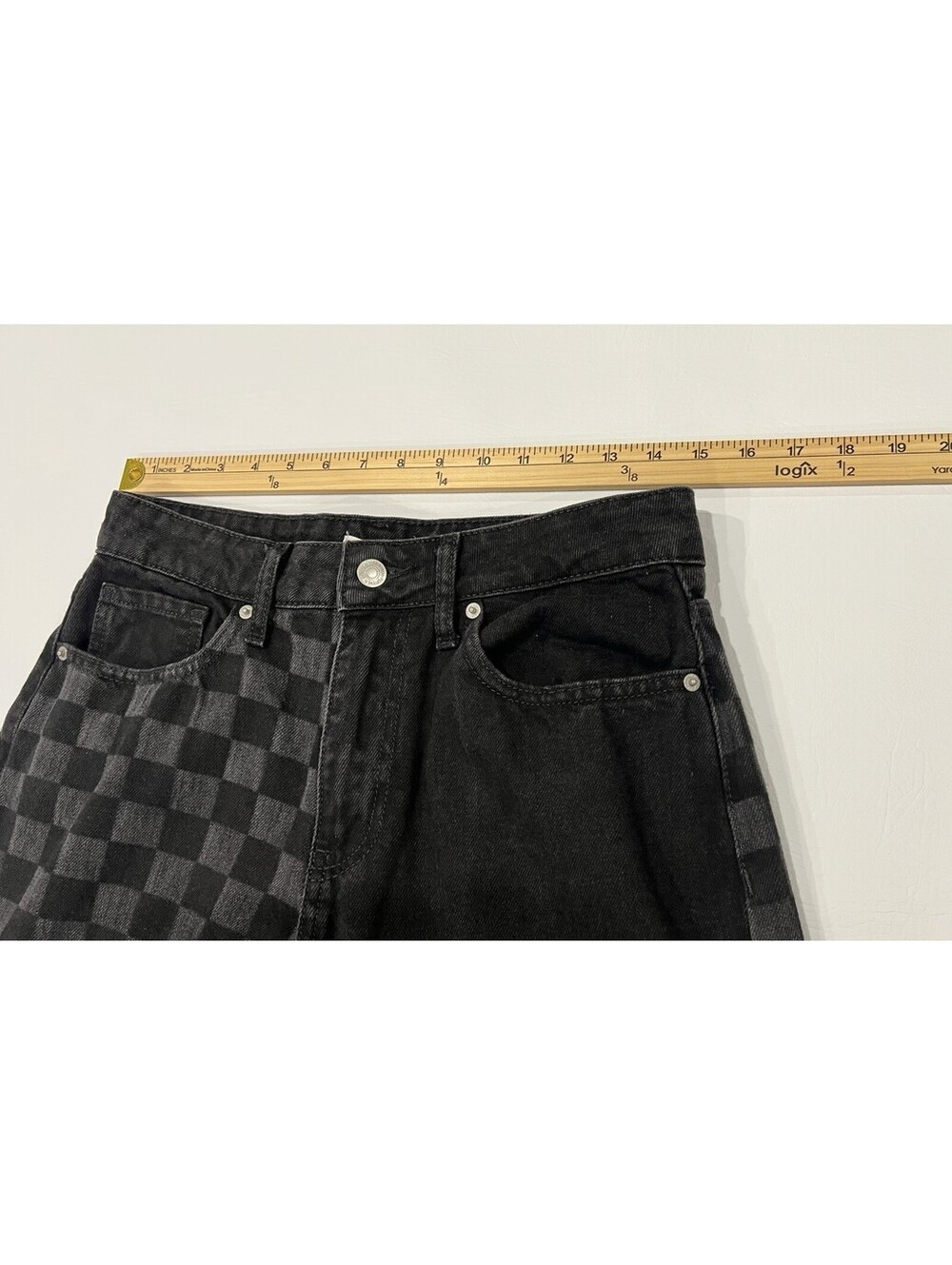 Forever 21 Black/ Gray Checkered Jeans Women’s Sz 28 - Picture 5 of 9